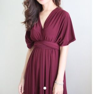 Burgundy-Red Wrap Bridesmaid Dress